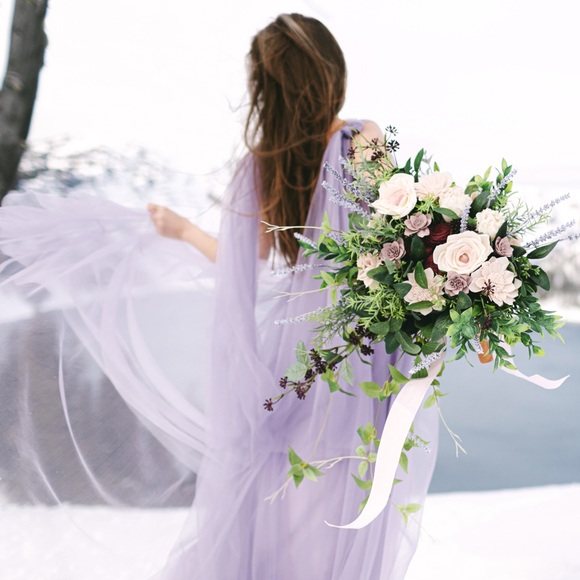 Cocomelody long lavender convertible strapless tulle gown - Picture 3 of 14